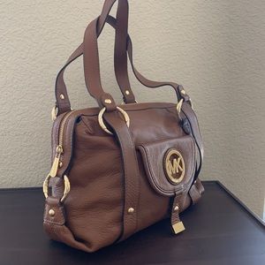 Fulton Luggage Brown Leather Michael Kors MK purse handbag EUC